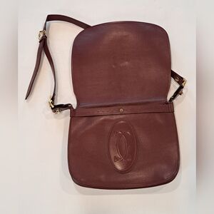 Vintage 1975 Classic Cartier Brown Leather Shoulder Bag